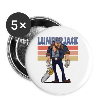 LUMBERJACK Holzfäller Cartoon - Buttons klein 25 mm (5er Pack) - Weiß - Vorne