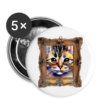 Cat face 5 - Buttons small 1''/25 mm (5-pack) - white - Front