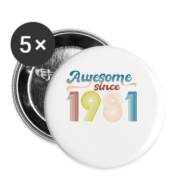 Vintage 1981 Retro Bitrthday Limited Edition. - Buttons klein 25 mm (5er Pack) - Weiß - Vorne