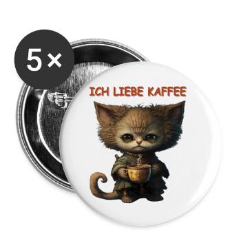 Ich liebe Kaffee - Buttons klein 25 mm (5er Pack) - Weiß - Vorne