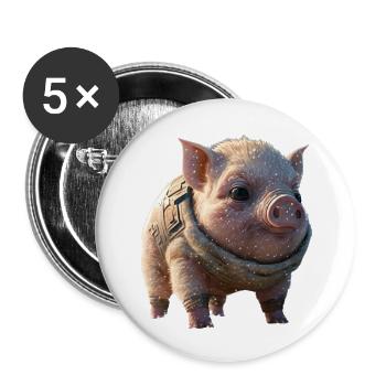 Sweet Space Pig - Buttons small 1''/25 mm (5-pack) - white - Front