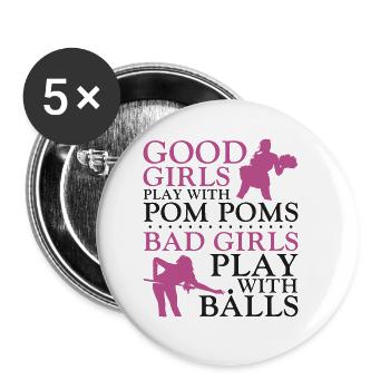 Billiards Pool Player Ball Girl - Buttons small 1''/25 mm (5-pack) - white - Front