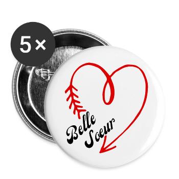 belle sœur cœur - Lot de 5 petits badges (25 mm) - blanc - Devant