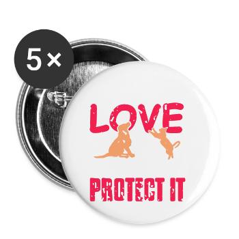 Vous ne pouvez pas acheter l’amour mais vous pouvez le protéger animal - Lot de 5 petits badges (25 mm) - blanc - Devant