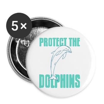 Protect The Dolphins Retro Ocean Animal Lover - Buttons small 1''/25 mm (5-pack) - white - Front