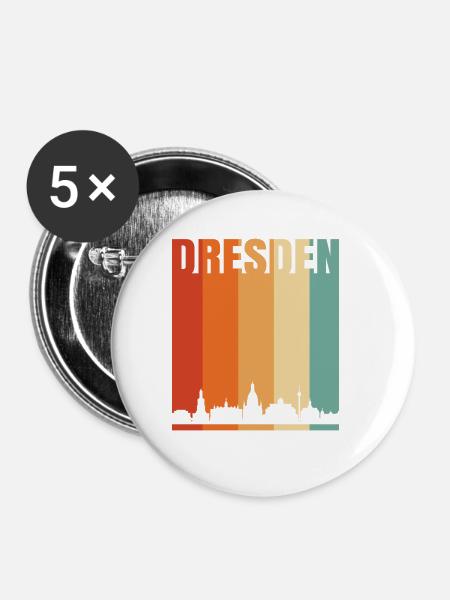 Dresden - Buttons klein 25 mm (5er Pack) - Weiß