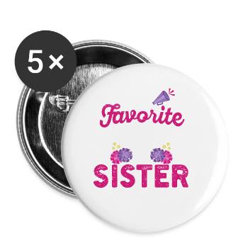 Mein Lieblings-Cheerleader ist meine Schwester - Buttons klein 25 mm (5er Pack) - Weiß - Vorne