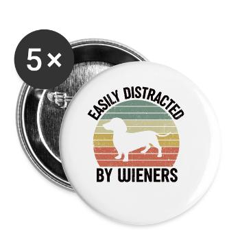Dachshund Gift Dixie Viennese Doxie Dachshund - Buttons small 1''/25 mm (5-pack) - white - Front
