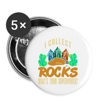 I Collect Rocks What's Your Superpower? Retro - Buttons klein 25 mm (5er Pack) - Weiß - Vorne