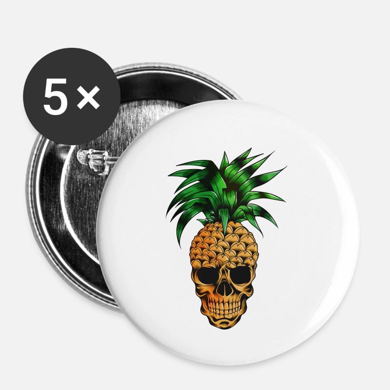 Anan's Fruit Halloween Skeleton Costume Pineapple Fan - Buttons small 1''/25 mm (5-pack) - white