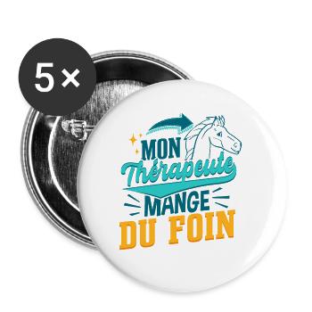 Cheval Dicton Équitation - Lot de 5 petits badges (25 mm) - blanc - Devant