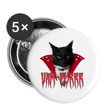 Vampurr Funny black cat as a vampire - Buttons small 1''/25 mm (5-pack) - white - Front