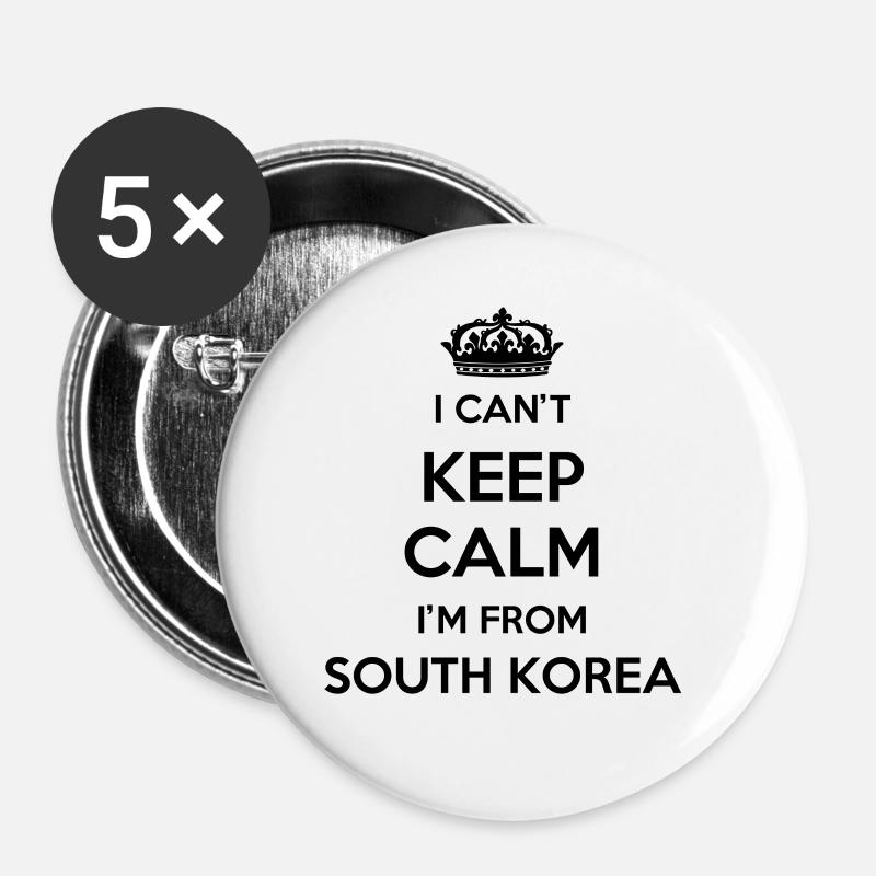 I can't stay calm, I'm from South Korea - Buttons small 1''/25 mm (5-pack) - white