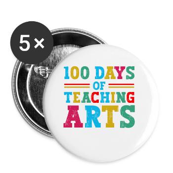 100 Tage Kunstunterricht Im Klassenzimmer - Buttons klein 25 mm (5er Pack) - Weiß - Vorne