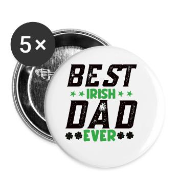 Irish Ireland Flag Irish Roots Irish Father - Buttons small 1''/25 mm (5-pack) - white - Front