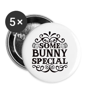 Für Kind - Osterhase, Ostern, Eiersuchen, Lustig - Buttons klein 25 mm (5er Pack) - Weiß - Vorne
