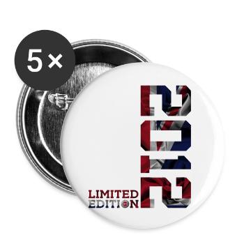 14E ANNIVERSAIRE 2012 BRITANNIQUE ÉDITION LIMITÉE ANGLETERRE - Lot de 5 petits badges (25 mm) - blanc - Devant
