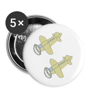 Avion 2x - Lot de 5 petits badges (25 mm) - blanc - Devant