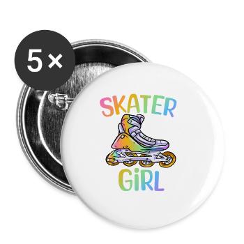 Inlineskating Inlineskater Geschenk - Buttons klein 25 mm (5er Pack) - Weiß - Vorne