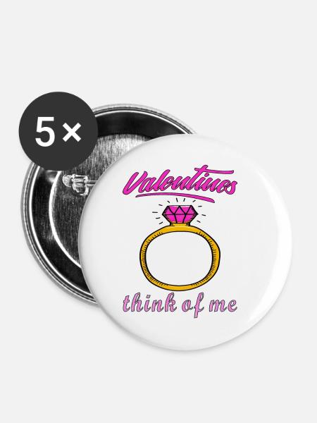 VALENTINES - Buttons klein 25 mm (5er Pack) - Weiß