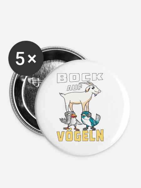 BOCK AUF VÖGELN - Buttons klein 25 mm (5er Pack) - Weiß