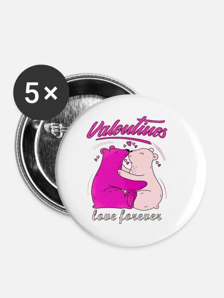 VALENTINES love forever - Buttons klein 25 mm (5er Pack) - Weiß