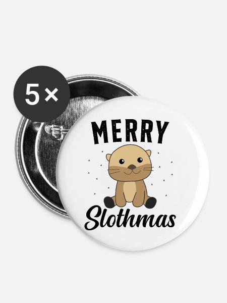 Faultier Weihnachten Weihnachtsgeschenk - Buttons klein 25 mm (5er Pack) - Weiß