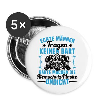 Pompiers protection respiratoire vrais hommes - Lot de 5 petits badges (25 mm) - blanc - Devant