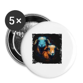 Portrait de mouton - Lot de 5 petits badges (25 mm) - blanc - Devant