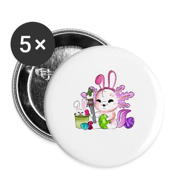 Sweet axolotl peint des œufs de Pâques à Pâques - Lot de 5 petits badges (25 mm) - blanc - Devant