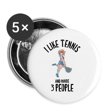 J’aime le tennis et peut-être 3 personnes - Lot de 5 petits badges (25 mm) - blanc - Devant