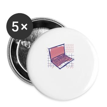 Hacker Programmeur Développeur Informatique - Lot de 5 petits badges (25 mm) - blanc - Devant