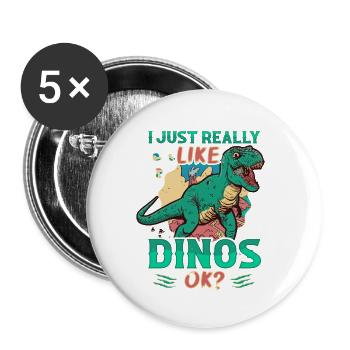 I like dinosaurs. - Buttons small 1''/25 mm (5-pack) - white - Front