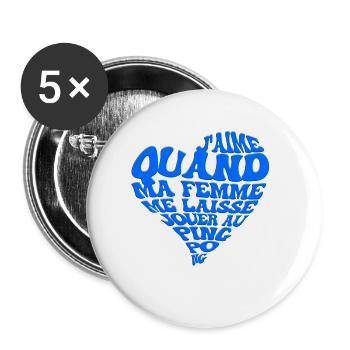 Dicton Tennis De Table Pongiste Ping Pong - Lot de 5 petits badges (25 mm) - blanc - Devant