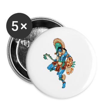 Le dieu aztèque de la guerre - Huitzilopochtli - Lot de 5 petits badges (25 mm) - blanc - Devant