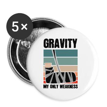 Schwerkraft Meine Einzige Schwäche Knochen - Buttons klein 25 mm (5er Pack) - Weiß - Vorne