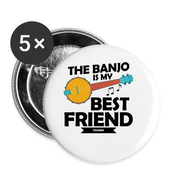 Banjo-Liebhaber - Buttons klein 25 mm (5er Pack) - Weiß - Vorne