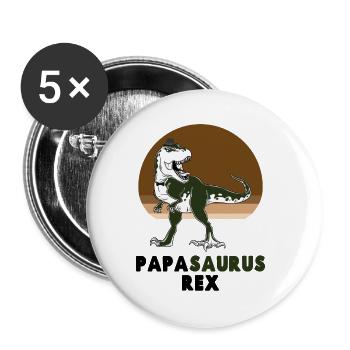 Papasaurus Rex Idée Cadeau Papa Dinosaure Drôle - Lot de 5 petits badges (25 mm) - blanc - Devant