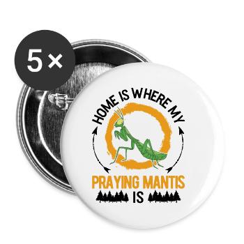 Gottesanbeterin Zuhause Mantis Fangschrecke - Buttons klein 25 mm (5er Pack) - Weiß - Vorne