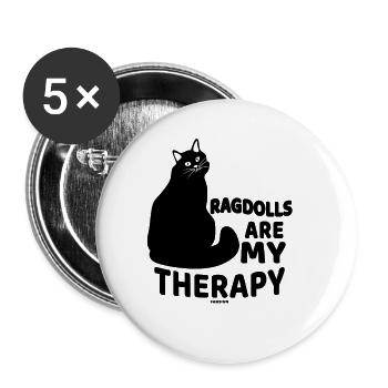 Katze Therapie Ragdoll Katzenliebhaber - Buttons klein 25 mm (5er Pack) - Weiß - Vorne