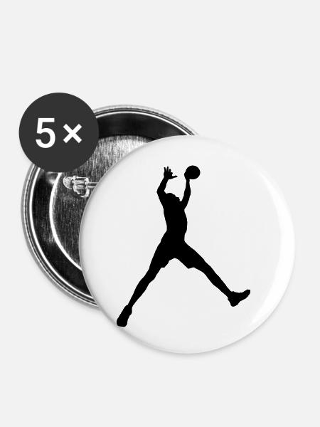 Basketball - Buttons klein 25 mm (5er Pack) - Weiß