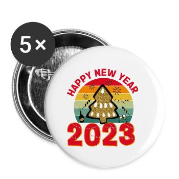 2023 - Buttons klein 25 mm (5er Pack) - Weiß - Vorne