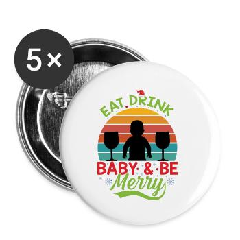 Baby Shirt - Buttons klein 25 mm (5er Pack) - Weiß - Vorne