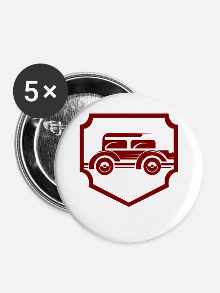 Auto - Oldtimer - Nostalgisch Fahrzeuge - Buttons klein 25 mm (5er Pack) - Weiß