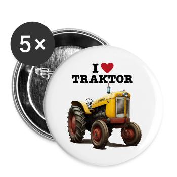 I LOVE TRAKTOR - Buttons klein 25 mm (5er Pack) - Weiß - Vorne