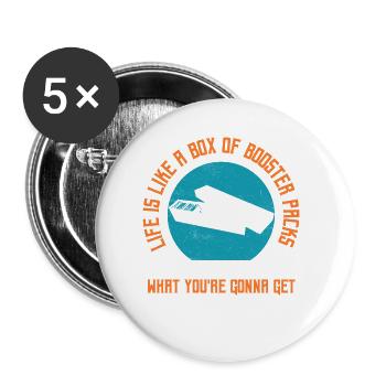 La vie est comme une boîte de boosters Collectionneur de cartes - Lot de 5 petits badges (25 mm) - blanc - Devant