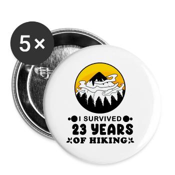 23rd birthday hiker 23 years old summit mountains - Buttons small 1''/25 mm (5-pack) - white - Front