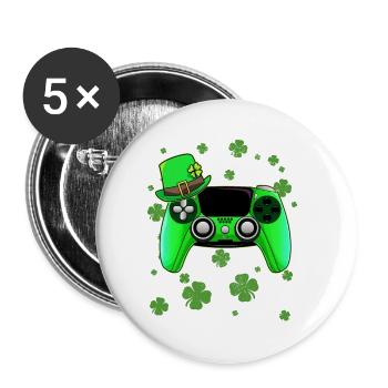 Game Console St Patricks Day Gamer - Buttons small 1''/25 mm (5-pack) - white - Front