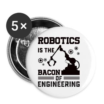 Robot Programmer Automation Technician - Buttons small 1''/25 mm (5-pack) - white - Front