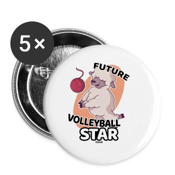Future star du volleyball moutons enfant bébé - Lot de 5 petits badges (25 mm) - blanc - Devant